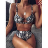 Women New High Waist Bikini Swimsuit Modern Swimwear Female Thong Brazilian Bikini Set Bathing Suit Bather Women's Twist Front High Waisted Bikini Swimsuit Halter Drawstring Tie Side Bottom Two Piece Bathing Suit by Stevvex