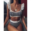 Women New High Waist Bikini Swimsuit Modern Swimwear Female Thong Brazilian Bikini Set Bathing Suit Bather Women's Twist Front High Waisted Bikini Swimsuit Halter Drawstring Tie Side Bottom Two Piece Bathing Suit by Stevvex