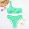 Women One-Shoulder Bikini Swimsuit Women Push Up Swimwear Women's Bathing Suit Comfortable Bikini Ribbed Two Piece Swimsuit Bikini Set Summer Bathing Suit Beach Wear Swimming Suit by Stevvex