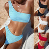 Women One-Shoulder Bikini Swimsuit Women Push Up Swimwear Women's Bathing Suit Comfortable Bikini Ribbed Two Piece Swimsuit Bikini Set Summer Bathing Suit Beach Wear Swimming Suit by Stevvex