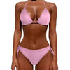 Women One Size Bright Color Swimwear Women's Bikini Pure Color Micro Bikini Charming Bra Bottom Swimsuits New Summer Style Lady Bandage Bikini Set Push-up Bra Bathing Suit Swimsuit by Stevvex