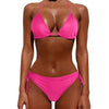 Women One Size Bright Color Swimwear Women's Bikini Pure Color Micro Bikini Charming Bra Bottom Swimsuits New Summer Style Lady Bandage Bikini Set Push-up Bra Bathing Suit Swimsuit by Stevvex