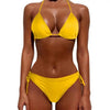 Women One Size Bright Color Swimwear Women's Bikini Pure Color Micro Bikini Charming Bra Bottom Swimsuits New Summer Style Lady Bandage Bikini Set Push-up Bra Bathing Suit Swimsuit by Stevvex