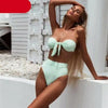Women Padded Push Up Strapless Swimsuit Women's Tie Knot Front High Waist Bandage 2PCS Bikini Sets Beachwear Bathing Suit Swimwear Bikini Set Adjustable Bikini Sets Two Piece Bathing Suit by Stevvex