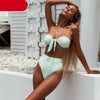 Women Padded Push Up Strapless Swimsuit Women's Tie Knot Front High Waist Bandage 2PCS Bikini Sets Beachwear Bathing Suit Swimwear Bikini Set Adjustable Bikini Sets Two Piece Bathing Suit by Stevvex