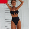 Women Padded Push Up Strapless Swimsuit Women's Tie Knot Front High Waist Bandage 2PCS Bikini Sets Beachwear Bathing Suit Swimwear Bikini Set Adjustable Bikini Sets Two Piece Bathing Suit by Stevvex