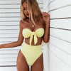 Women Padded Push Up Strapless Swimsuit Women's Tie Knot Front High Waist Bandage 2PCS Bikini Sets Beachwear Bathing Suit Swimwear Bikini Set Adjustable Bikini Sets Two Piece Bathing Suit by Stevvex