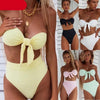 Women Padded Push Up Strapless Swimsuit Women's Tie Knot Front High Waist Bandage 2PCS Bikini Sets Beachwear Bathing Suit Swimwear Bikini Set Adjustable Bikini Sets Two Piece Bathing Suit by Stevvex