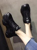 Women Platform Sneakers Leather Casual Ladies Chunky Shoes Woman High Black Fashion Thick Soled Sports Walking Shoes Lace Up Platform Leather Trainers Sneakers by Stevvex