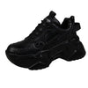 Women Platform Sneakers Leather Casual Ladies Chunky Shoes Woman High Black Fashion Thick Soled Sports Walking Shoes Lace Up Platform Leather Trainers Sneakers by Stevvex