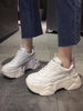 Women Platform Sneakers Leather Casual Ladies Chunky Shoes Woman High Black Fashion Thick Soled Sports Walking Shoes Lace Up Platform Leather Trainers Sneakers by Stevvex