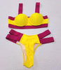 Women Push Up Bikini Women Neon Bandage Swimwear Women Patchwork Bikini Swimsuit 2 Piece Cutout Molded Push Up Bathing Suit Ruffle Hook Closure Bikini Set Two Piece Bathing Suit by Stevvex