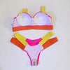 Women Push Up Bikini Women Neon Bandage Swimwear Women Patchwork Bikini Swimsuit 2 Piece Cutout Molded Push Up Bathing Suit Ruffle Hook Closure Bikini Set Two Piece Bathing Suit by Stevvex