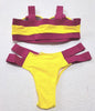Women Push Up Bikini Women Neon Bandage Swimwear Women Patchwork Bikini Swimsuit 2 Piece Cutout Molded Push Up Bathing Suit Ruffle Hook Closure Bikini Set Two Piece Bathing Suit by Stevvex