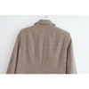 Women's Fashionable Office Wear Double Breasted Plaid Blazer Coat Vintage Long Sleeve Pockets Female Outerwear Chic Tops by Stevvex