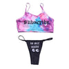 Women’s Funny Printed 2Pcs Bikini Suits Women's Scalloped Triangle Bikini Print Bottom Two Piece Swimsuit Deep V-neck Detachable Breast Pad Sling Tops with Triangle Bottoms Swimsuits by Stevvex