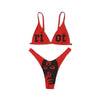 Women’s Funny Printed 2Pcs Bikini Suits Women's Scalloped Triangle Bikini Print Bottom Two Piece Swimsuit Deep V-neck Detachable Breast Pad Sling Tops with Triangle Bottoms Swimsuits by Stevvex