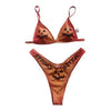 Women’s Funny Printed 2Pcs Bikini Suits Women's Scalloped Triangle Bikini Print Bottom Two Piece Swimsuit Deep V-neck Detachable Breast Pad Sling Tops with Triangle Bottoms Swimsuits by Stevvex