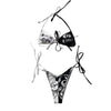 Women’s Funny Printed 2Pcs Bikini Suits Women's Scalloped Triangle Bikini Print Bottom Two Piece Swimsuit Deep V-neck Detachable Breast Pad Sling Tops with Triangle Bottoms Swimsuits by Stevvex