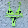 Women’s Funny Printed 2Pcs Bikini Suits Women's Scalloped Triangle Bikini Print Bottom Two Piece Swimsuit Deep V-neck Detachable Breast Pad Sling Tops with Triangle Bottoms Swimsuits by Stevvex