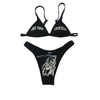 Women’s Funny Printed 2Pcs Bikini Suits Women's Scalloped Triangle Bikini Print Bottom Two Piece Swimsuit Deep V-neck Detachable Breast Pad Sling Tops with Triangle Bottoms Swimsuits by Stevvex