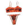 Women’s Funny Printed 2Pcs Bikini Suits Women's Scalloped Triangle Bikini Print Bottom Two Piece Swimsuit Deep V-neck Detachable Breast Pad Sling Tops with Triangle Bottoms Swimsuits by Stevvex