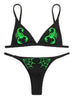 Women’s Funny Printed 2Pcs Bikini Suits Women's Scalloped Triangle Bikini Print Bottom Two Piece Swimsuit Deep V-neck Detachable Breast Pad Sling Tops with Triangle Bottoms Swimsuits by Stevvex