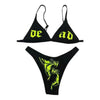 Women’s Funny Printed 2Pcs Bikini Suits Women's Scalloped Triangle Bikini Print Bottom Two Piece Swimsuit Deep V-neck Detachable Breast Pad Sling Tops with Triangle Bottoms Swimsuits by Stevvex