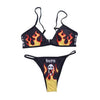 Women’s Funny Printed 2Pcs Bikini Suits Women's Scalloped Triangle Bikini Print Bottom Two Piece Swimsuit Deep V-neck Detachable Breast Pad Sling Tops with Triangle Bottoms Swimsuits by Stevvex