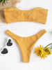 Women's Strapless Bowknot Split Bikini Swimsuit Swimming Suit For Women Women's Tie Knot Front Solid Color Bikini Set Swimsuit Bathing Suits High Cut Bikini Set Strapless Solid Color 2 Pieces Bathing Suit by Stevvex