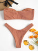 Women's Strapless Bowknot Split Bikini Swimsuit Swimming Suit For Women Women's Tie Knot Front Solid Color Bikini Set Swimsuit Bathing Suits High Cut Bikini Set Strapless Solid Color 2 Pieces Bathing Suit by Stevvex