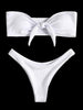 Women's Strapless Bowknot Split Bikini Swimsuit Swimming Suit For Women Women's Tie Knot Front Solid Color Bikini Set Swimsuit Bathing Suits High Cut Bikini Set Strapless Solid Color 2 Pieces Bathing Suit by Stevvex