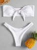 Women's Strapless Bowknot Split Bikini Swimsuit Swimming Suit For Women Women's Tie Knot Front Solid Color Bikini Set Swimsuit Bathing Suits High Cut Bikini Set Strapless Solid Color 2 Pieces Bathing Suit by Stevvex