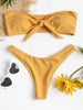 Women's Strapless Bowknot Split Bikini Swimsuit Swimming Suit For Women Women's Tie Knot Front Solid Color Bikini Set Swimsuit Bathing Suits High Cut Bikini Set Strapless Solid Color 2 Pieces Bathing Suit by Stevvex