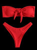 Women's Strapless Bowknot Split Bikini Swimsuit Swimming Suit For Women Women's Tie Knot Front Solid Color Bikini Set Swimsuit Bathing Suits High Cut Bikini Set Strapless Solid Color 2 Pieces Bathing Suit by Stevvex