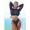 Women's Swimsuit Bikini Set Women's High Waist Swimwear Long Sleeve 3PCS Swimsuit Triangle Three-Piece Suit Bandage Push-Up Swimsuit Bathing Beachwear Swimwear by Stevvex