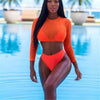 Women's Swimsuit Bikini Set Women's High Waist Swimwear Long Sleeve 3PCS Swimsuit Triangle Three-Piece Suit Bandage Push-Up Swimsuit Bathing Beachwear Swimwear by Stevvex