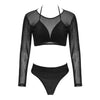 Women's Swimsuit Bikini Set Women's High Waist Swimwear Long Sleeve 3PCS Swimsuit Triangle Three-Piece Suit Bandage Push-Up Swimsuit Bathing Beachwear Swimwear by Stevvex