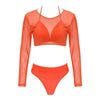 Women's Swimsuit Bikini Set Women's High Waist Swimwear Long Sleeve 3PCS Swimsuit Triangle Three-Piece Suit Bandage Push-Up Swimsuit Bathing Beachwear Swimwear by Stevvex
