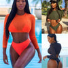 Women's Swimsuit Bikini Set Women's High Waist Swimwear Long Sleeve 3PCS Swimsuit Triangle Three-Piece Suit Bandage Push-Up Swimsuit Bathing Beachwear Swimwear by Stevvex