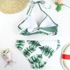 Women's Swimsuit Bikinis Set Swimwear Women's Bathing Suits Push Up Halter Bandage Bikini Floral Printing Swim Bottoms Two Piece Swimsuits Women Swimsuits Bathing Suit Women Swim Suit Halter Leaf Print Beach Wear by Stevvex