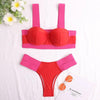 Women's Swimsuits Swimwear Patchwork Bikini Woman Push up Bikinis Swimsuit Bathing Suits Women Rave Neon Patchwork Bikini Swimsuit 2 Piece Cutout Molded Push Up Bathing Suit by Stevvex
