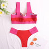 Women's Swimsuits Swimwear Patchwork Bikini Woman Push up Bikinis Swimsuit Bathing Suits Women Rave Neon Patchwork Bikini Swimsuit 2 Piece Cutout Molded Push Up Bathing Suit by Stevvex