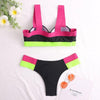 Women's Swimsuits Swimwear Patchwork Bikini Woman Push up Bikinis Swimsuit Bathing Suits Women Rave Neon Patchwork Bikini Swimsuit 2 Piece Cutout Molded Push Up Bathing Suit by Stevvex