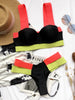 Women's Swimsuits Swimwear Patchwork Bikini Woman Push up Bikinis Swimsuit Bathing Suits Women Rave Neon Patchwork Bikini Swimsuit 2 Piece Cutout Molded Push Up Bathing Suit by Stevvex