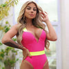 Women's Swimsuits Swimwear Patchwork Bikini Woman Push up Bikinis Swimsuit Bathing Suits Women Rave Neon Patchwork Bikini Swimsuit 2 Piece Cutout Molded Push Up Bathing Suit by Stevvex