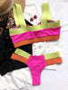 Women's Swimsuits Swimwear Patchwork Bikini Woman Push up Bikinis Swimsuit Bathing Suits Women Rave Neon Patchwork Bikini Swimsuit 2 Piece Cutout Molded Push Up Bathing Suit by Stevvex