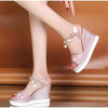 Women Sandals Summer Platform Sandals Buckle Strap Peep Toe Thick Bottom Modern Espadrille Sandals Platform Cross Buckle Strap Slingback Summer Open Toe Shoes by Stevvex