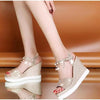 Women Sandals Summer Platform Sandals Buckle Strap Peep Toe Thick Bottom Modern Espadrille Sandals Platform Cross Buckle Strap Slingback Summer Open Toe Shoes by Stevvex