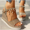 Women Sandals Summer Platform Sandals Buckle Strap Peep Toe Thick Bottom Modern Espadrille Sandals Platform Cross Buckle Strap Slingback Summer Open Toe Shoes by Stevvex